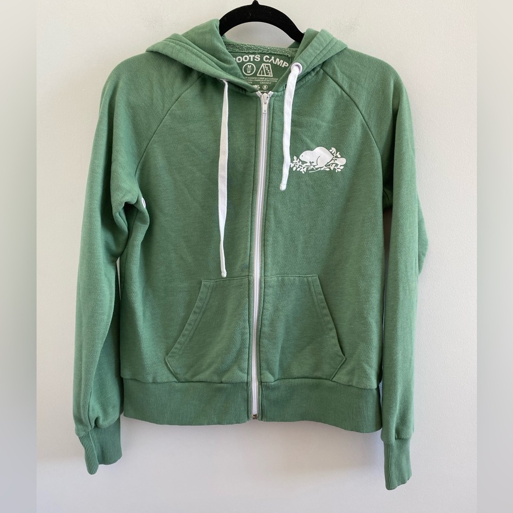 Roots Camp Green Parks & Rec Staff Full Zip Hoodie Size Medium